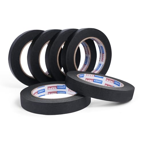 Image of Adhes Black Masking Tape, 6 Rolls x 0.7'' x 55yds, Multi-Surface Painter's Tape for Clean Lines, Residue-Free Removal, Indoor and Outdoor Use