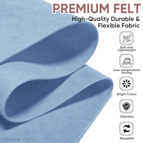 Image of Soft Felt Fabric Sheet 18 inch x 36 inch, 1.6mm Acrylic Craft Felt, Dusty Blue | Soft Thick Felt by The Yard, Large Precut Sheet, Nonwoven Fabric for Sewing DIY Crafts, Classroom & Home Decor