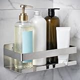 Generico Mensola Doccia 23x8,5x10cm Senza Fori in Acciaio Inox Porta Sapone e Shampoo con Drenaggio, Installazione Adesiva o a Viti, Antiruggine, Design Moderno per Bagno
