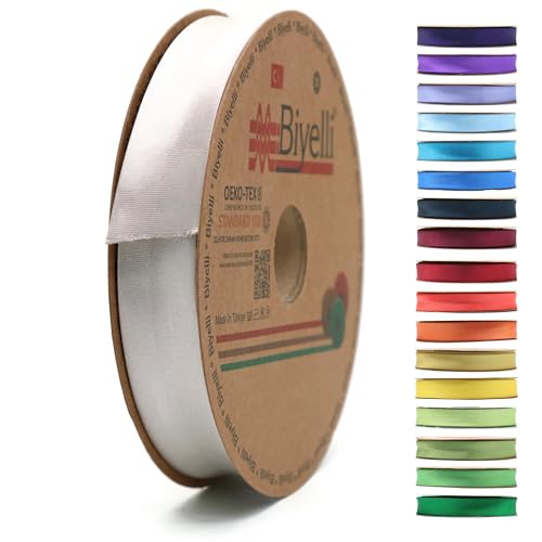 Image of Fold Satin Bias Tape - 99+ Colors - 3 /4 Inches Wide - 27 Yards - Fold Satin Binding Bias Ribbon Fabric Piping Bias Binding Tape for Sewing Clothing DIY (89. Greige) BYS89