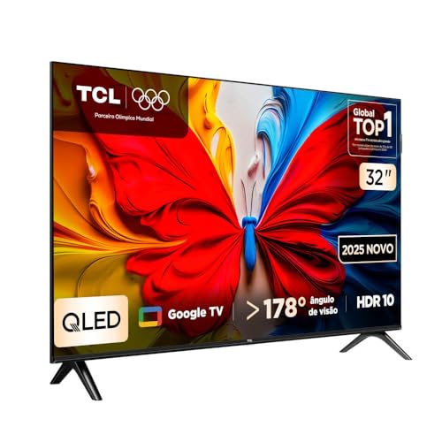 Smart TV TCL 32 Polegadas HD QLED S5K WiFi Bluetooth Google TV 2 HDMI HDR10 Dolby Audio 32S5K