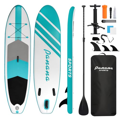 Panana Inflatable Stand Up Paddle Board, 10' SUP Paddleboard Kayak, Blow Up Paddle Boards for Adults Youth with Accessories Kit Anti-Slip EVA Deck (Aqua, 10'x30 x6)
