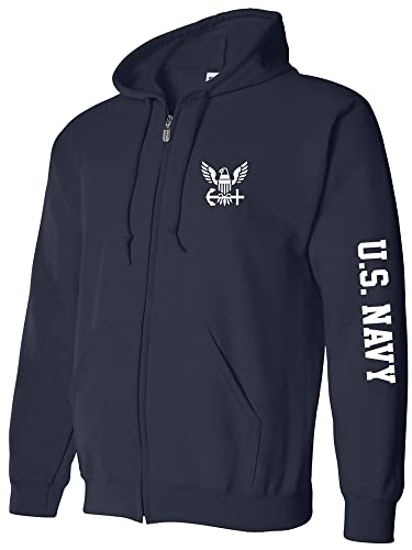 zerogravitee U.S. Navy White Sleeve Print Full-Zip Hooded Sweatshirt - Main Image