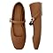 Soesyi Knit Flats for Women Square Toe Flats Casual Ballet Flats with Ankle Strap,Mary Jane Shoes Women Comfortable for Dressy Office,Size 7.5,Brown