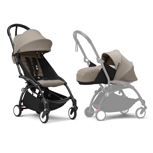 Passeggino Stokke YOYO3 con Newborn Pack - Include telaio nero, YOYO 6+ Color Pack (Taupe) e 0+...
