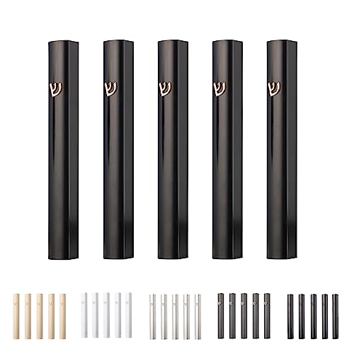 Ateret Judaica Maleta de Aluminio Negro Mate, Impermeable, Apta para Rollos mesuzá de hasta 12 cm, con Brillo Dorado en Relieve, fácil de despegar y Pegar (Rollo no Incluido en