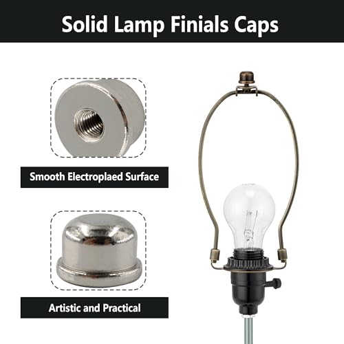 Image of 4PCS Solid Lamp Finials Caps Tapped, Knob On Top of The Harp Lampshade Stand, Harp Lamp Finial Knob, 1 /2 inch Tall, Bronze