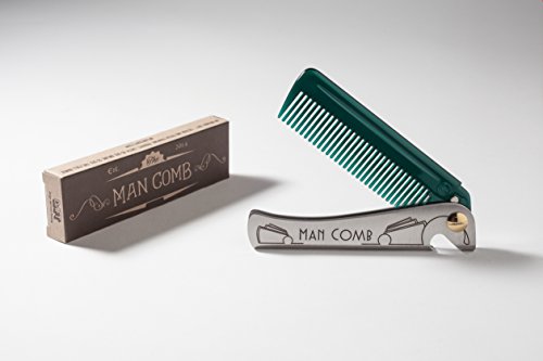 DAFT ‘Special Edition’ Man Comb, Folding Metal Pocket Comb For Men, Bearded Man Comb With Handle, The Ultimate Tool for your Hair, Beard and Beer, (Dark Green/Jade)