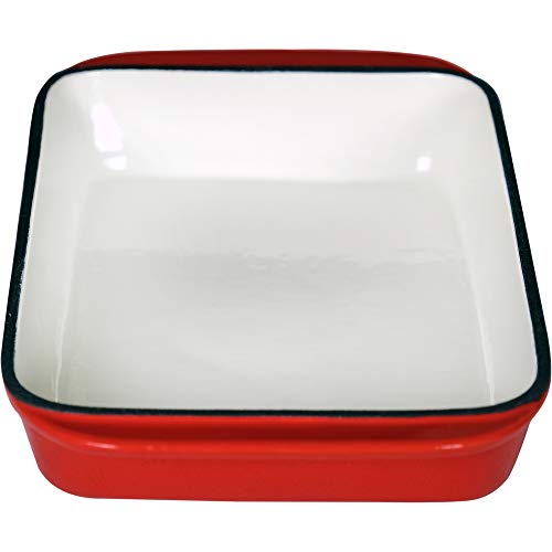 2.9 Qt Enameled Cast Iron Rectangular Roaster, Casserole Dish, Lasagna Pan, Deep Roasting Pan, for Cooking and Baking - Red