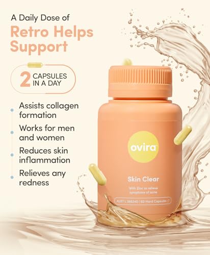 Ovira Skin Clear with ZINCBRIGHT - 60 Capsules for Clear and Glowing Skin | Rosacea & Hormonal Acne Treatment | Support Collagen Production | Acne Supplements for Women & Men - Pack of 1 - Image 5