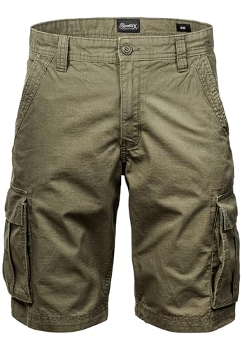 REPUBLIX Herren Cargoshorts Männer Kurze Bermuda Hose Regular Fit R7027 Olive W33