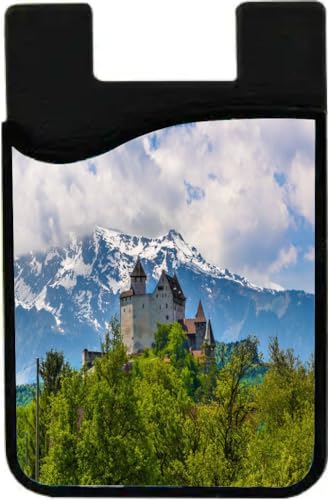 Island Gifting Neoprene Stick-on ID Card Holder for iPhone/Galaxy/Google Android Cases Featuring Image of Medieval Castle in Liechtenstein - a Leichtenstein Landmark