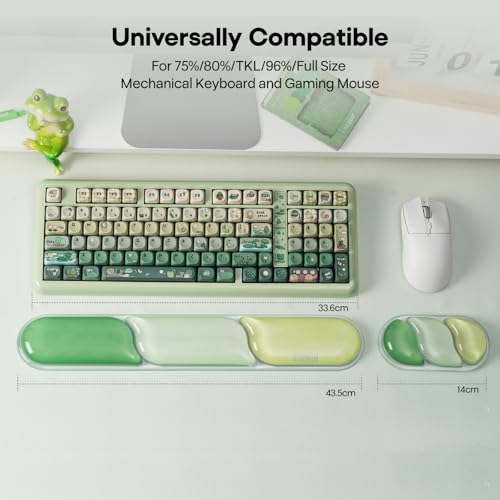 Image of EPOMAKER CloudGel Wrist Rest for Keyboard and Mouse, 2 Pieces | Silicone Wrist Support, Anti-Slip Rubber Bottom, Ergonomic Design, Suitable for Office /Computer /Laptop /Gaming (Green)