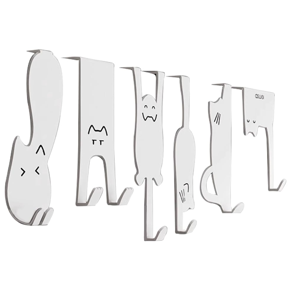 Littimoon Kitchen Cupboard Door Wall Hanger Storage Clothes Hat Key Artifact Behind the Door Punching-Free 6PCS