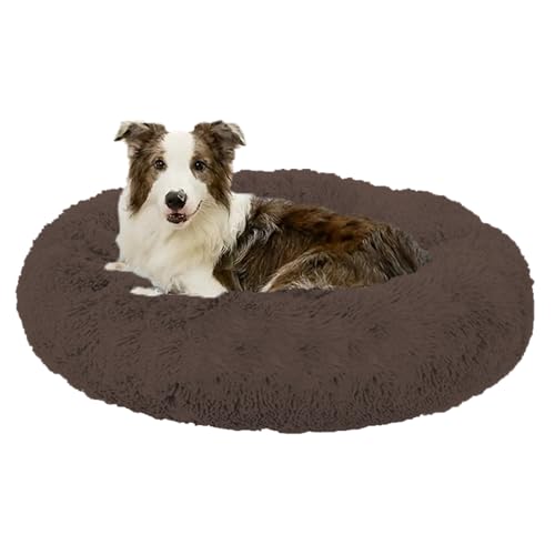 ADUODAO Großes rundes Plüsch-Hundebett für kleine, mittelgroße und große Hunde, Donut-Hundekissen, Korb, maschinenwaschbar, Anti-Angst-Katzen-Donut-Kissen mit rutschfester Unterseite (100 x 100 x 20