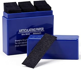 Dental Articulating Paper 300 PCS, Plastic Dispenser Blue 100 Micron Bite Articulating Paper & Film Doubled Side - 55 x 18 x 0.1mm - 12 Months Warranty