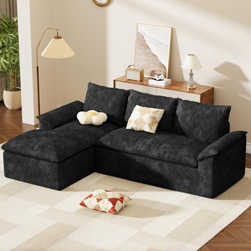 108 Inch Cloud Sectional Couch Modern Modular Sectional Sofa with Deep Seat - L Shaped Comfy 3 Seater Sectional Couches Memory Foam Boneless Fits Living Room & Bedroom, Black Corduroy - Image 4