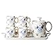 kerryshop Tetera Juego de Jarra de Agua fría con Taza Linda cafetera té de cerámica con Bandeja 6 Tazas de Bebida for té de Jugo Bebida de Agua de Hielo Tetera Eléctrica (Color : Blue)
