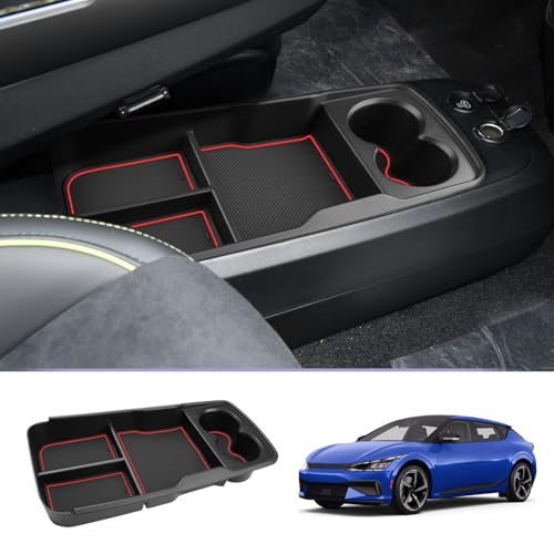 Organiseur de console Kia EV6 boîte de rangement rouge pour console inférieure 2021-2025