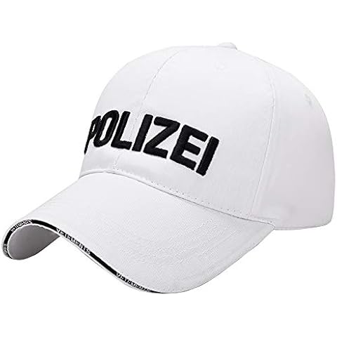 Doingshop Fashion Unisex POLIZEI Embroidered Baseball Caps Adjustable Peaked Cap (White) Cover