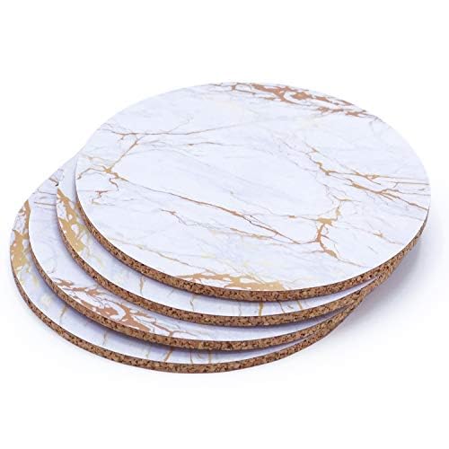 Set da 4 sottobicchieri per bevande con motivo marmo I Sottobicchiere in sughero con motivo marmo per bicchiere tazza I rotondo lavabile antiscivolo I dv706