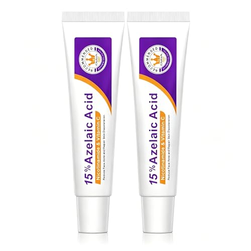 Aufdzceh Azelaic Acid Face Cream - Restorative Multi-Action Formula with Vitamin C & Niacinamide Comforting Gel-Cream for Post-Shaving & Stressed Skin Revitalizing Skin Tone & Texture (Pack of 2)