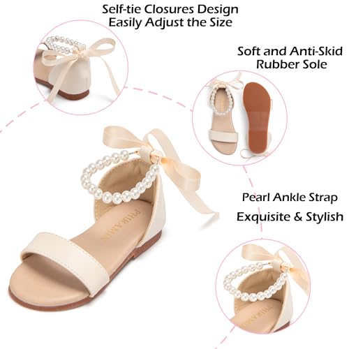 Image of PHIRAMIN Toddler Girl Sandals - Flower Girl Dress Shoes Open Toe Little Kid Wedding Party