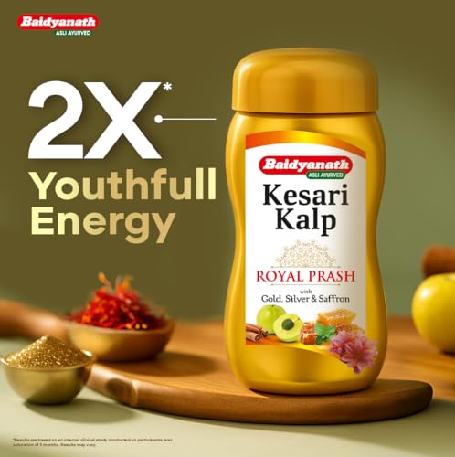 Baidyanath Kesari Kalp Royal Chyawanprash - 1kg - Promotes Vitality, Strength & Stamina in Adults and Elderly | Revitalizer Enriched with Gold and Saffron