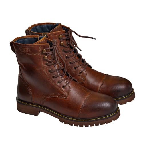 Image of Trip Machine Company Premium Leather Men's Motorcycle Riding Boots - Brute | 3 Point Protection | Ankle, Toe & Heal Protectors | Light Weight | Anti Slip Sole | With Side YKK Zipper | Lifestyle Boots
