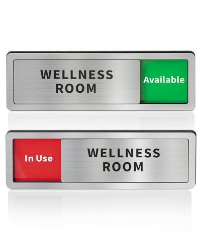 Image of Wellness Room Office Door Signs, Do Not Disturb- In Use /Available Slider Sign for Home Office Wellness Conference Vacant Occupied Privacy Sliding Door Sign,Brushed Silver