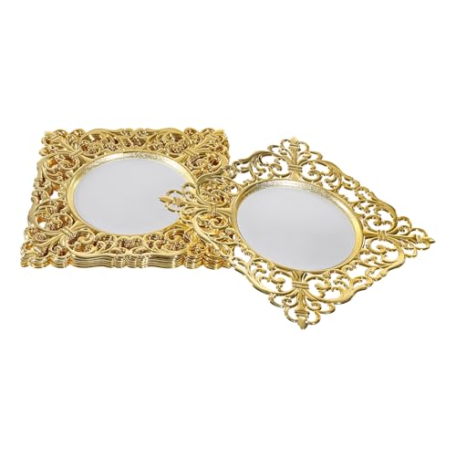Platos Premium Cuadrados Plástico 12" Oro 6 Piezas miniatura 1