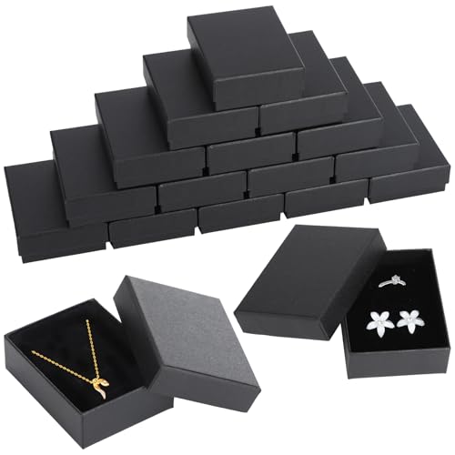 Yaunming 27 Stück Schmuckkästchen Klein Schwarze Geschenkbox mit Deckel Schmuckaufbewahrung Box(9x7x3 cm) für Halskette Ring Armband Geschenkverpackung Schmuck
