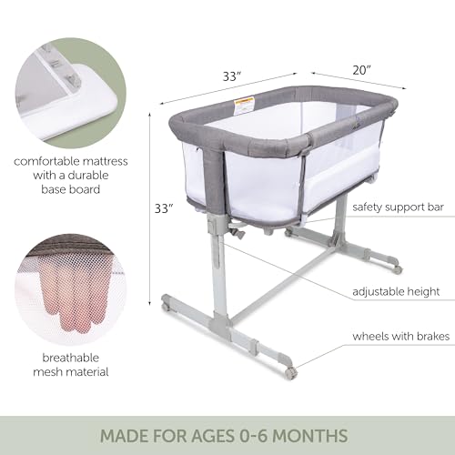 Image of KoolerThings 3 in 1 Baby Bassinet, Bedside Sleeper, & Playpen, Easy Folding Portable Crib (Grey)- KoolaBaby (Mesh Bassinet)