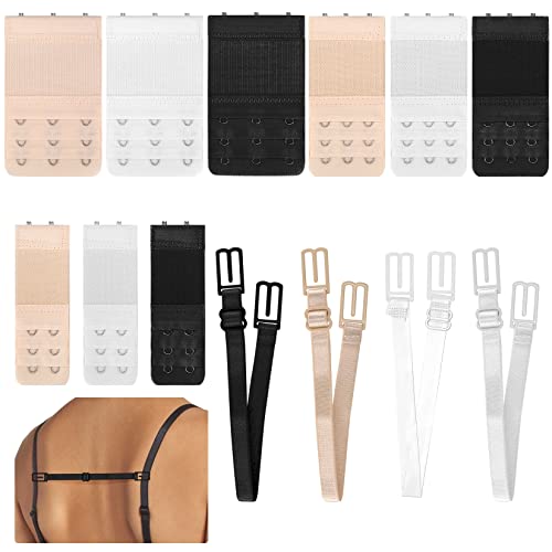 Extension de Soutien-gorge pour Femme, Clips de Soutien-gorge Elastique avec 2 et 3 Crochets, 3 Petits Crochets, 9 Extensions de Sangle de Soutien-gorge Réglables avec 4 Ceintures Antidérapantes Cover