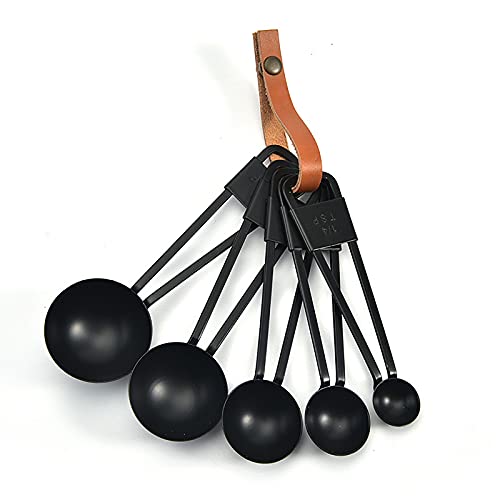 9Pcs Set Stainless Steel Measuring Spoon Spray Paint Measuring Cup Measuring Spoon Black Non-Stick Paint Scale Measuring Cup #TOP3