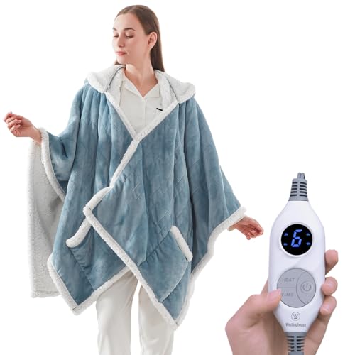 Westinghouse Wearable Electric Throw Flannel Sherpa 50x60 Inch Light Blue
