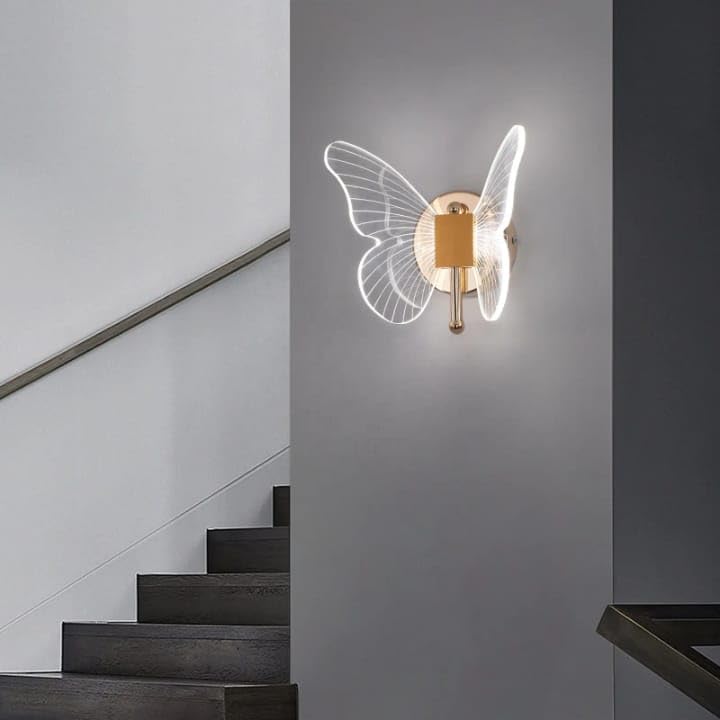 Image of blissbells Butterfly Designer LED Wall Light | Modern Decorative Wall Lamp with Warm White Glow | Luxury Gold Finish Wall Sconce for Bedroom, Living Room & Kids Room