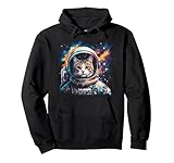 Astronaut Cat in Space Galaxy Planets Nebula Stars Kitty Pullover Hoodie
