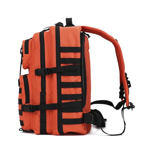 Image of REEBOW GEAR Military Tactical Backpack for Men Large Army 3 Day Assault Pack Molle Hiking Daypack Bag (Orange-black)