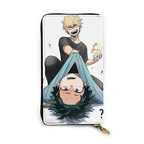 Katsuki Bakugou My Hero Academia - Cartera de piel con cremallera para muñeca con múltiples tarjetas para teléfono móvil, tarjeta de crédito y monedas