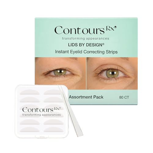 Contours Rx Lids by Design Assorted Instant Eyelid Lift Strips (N4N7) for Slight to Dramatic Droopy Hooded & Heavy Lids Transparent Medical-Grade Non-Surgical Eye Lift Tape 80 Count