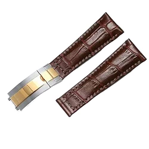 Bracelet cuir véritable 20mm pour Rolex style vert orange boucle papillon