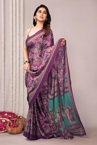 Image of MIRCHI FASHION Women Saree Ethnic Motif Print Chiffon | Breathable Lightweight Plain Weave Sari for Office and Daily Use (Available in 20 Designs)
