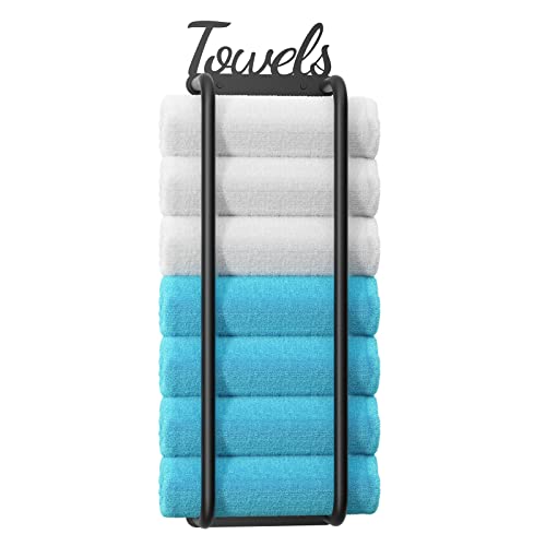 Towel Racks for Bathroom Wall Mounted, Bath Towel Holder, Bathroom Organizer, Wall Rack for Rolled Bath, Hand Towels, Washcloths in Small RV/Camper, Black