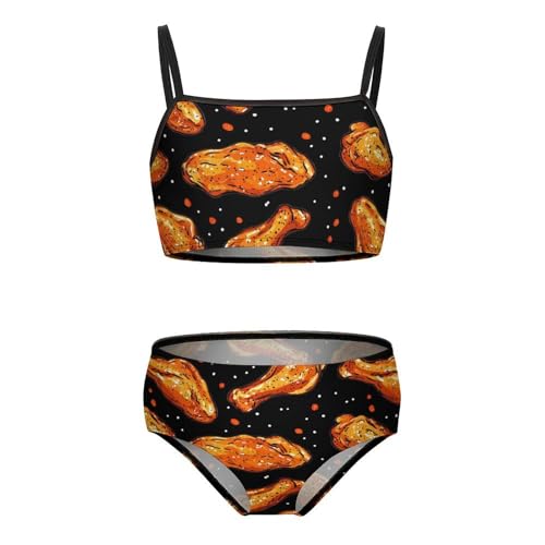 Fast Food Chicken Wings Girls Swimsuits Two Piece Bikini Sets Beach Sport Swimwear Bathing Suit