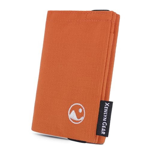 Image of Minimalist Slim Wallet for Men, Heavy Duty Ripstop Nylon Trifold Wallet, Water Resistant Durable Front Pocket Wallet with Elastic Band, Large Capacity, Includes 1 RFID Blocking Card, Brown