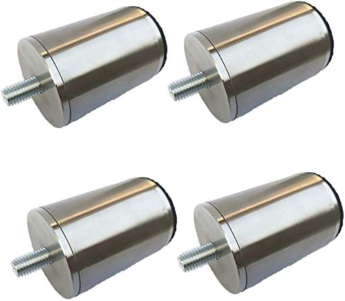 Juego de 4 Patas de Acero Inoxidable para Muebles, Modernas Patas de Mesa de Metal Cepillado, de Repuesto para sofá, gabinete y más, Patas Redondas para Muebles con Tornillo M10, elevadores