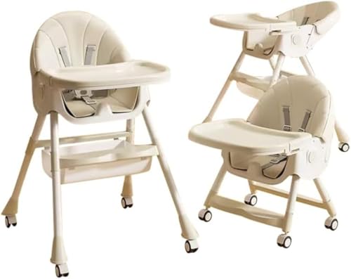 ベビーダイニングテーブル 調節可能なベビーダイニングテーブル ホームダイニングトレイシート 幼児用ダイニングチェア 折りたたみ式 取り外し可能なキャスター付き 高さ調節 ベビーフードダイニングテーブルチェア ベビー子供用チェア 多機能 組み立て簡単 ベビー