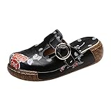 YEARSTAY Sandalen Damen Vintage Blumendruck Plattform Flache Keilabsatz Pantoffeln Freizeit Wedges Sandaletten für Frauen Geschlossene Slingback Pantoletten Mädchen Sommer Strand Römersandalen
