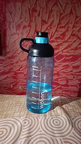 Image of Original Woben Leak proof BPA-Free Reusable Plastic Fitness Sports Water Bottle, (Random Colour, Large Capacity 2 L) 1 pcs
